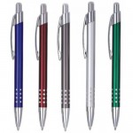 CM106 – Caneta esferográfica de metal com detalhes e corpo em diversas cores personalizada – Promocional