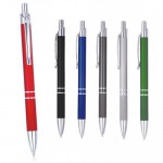 CM110 – Caneta esferográfica de metal com detalhes listrados prata e corpo em diversas cores – Para brindes